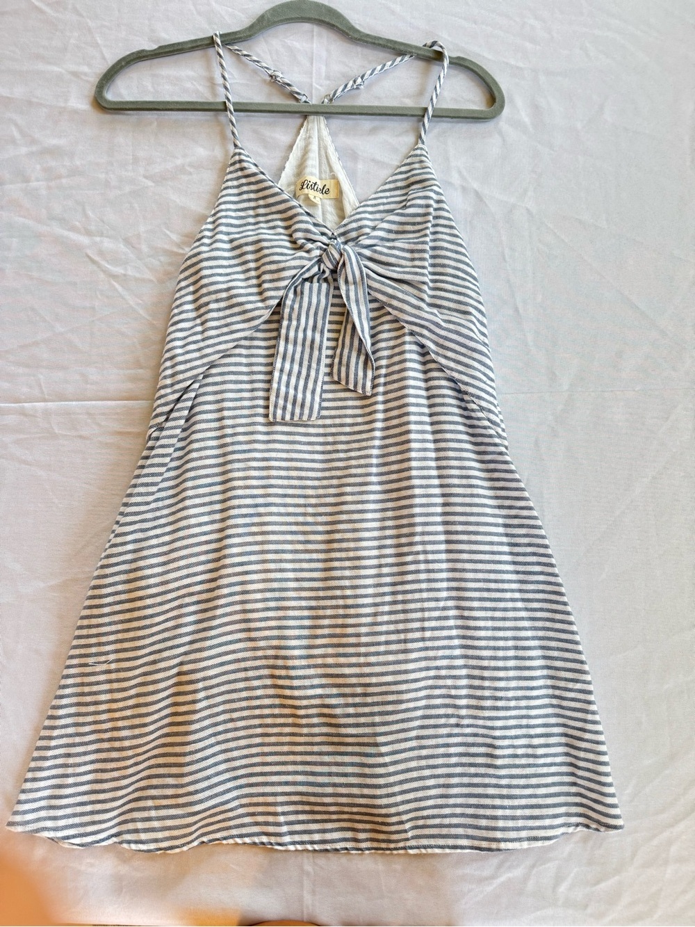 Listicle Navy & White Striped Tie-Front Dress Fourth of July outfit junior